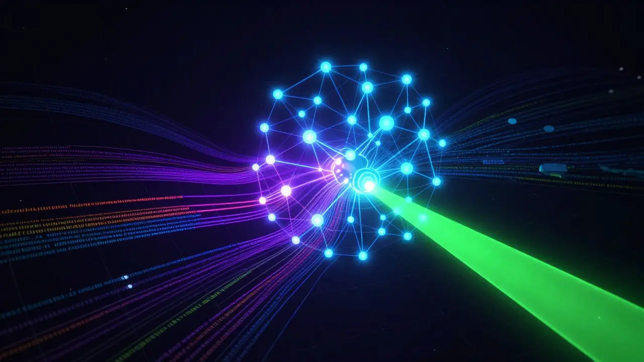 Neural network visualization processing diverse data streams into a quality prediction
