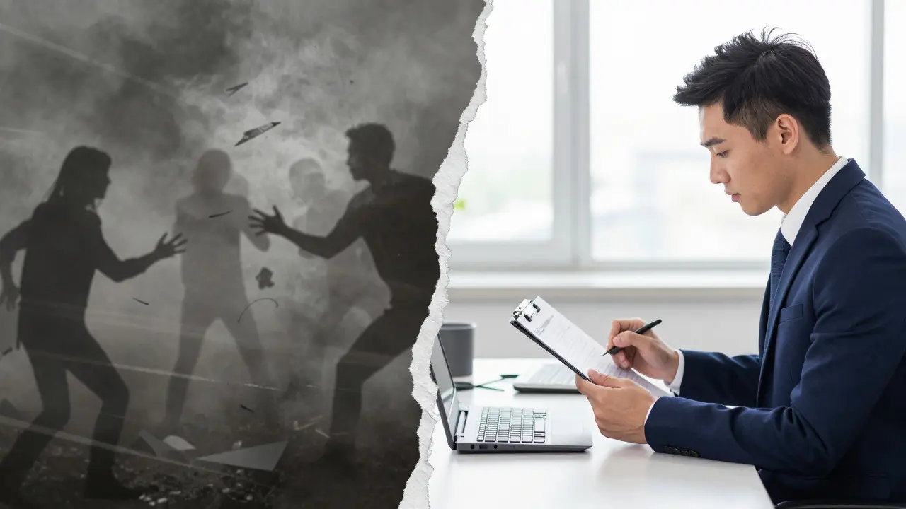 Split image contrasting chaotic edit wars with a calm, verified newsroom