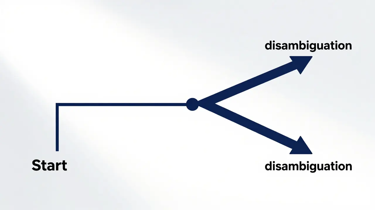 Split-screen graphic comparing a single direct path with a multi-branching choice