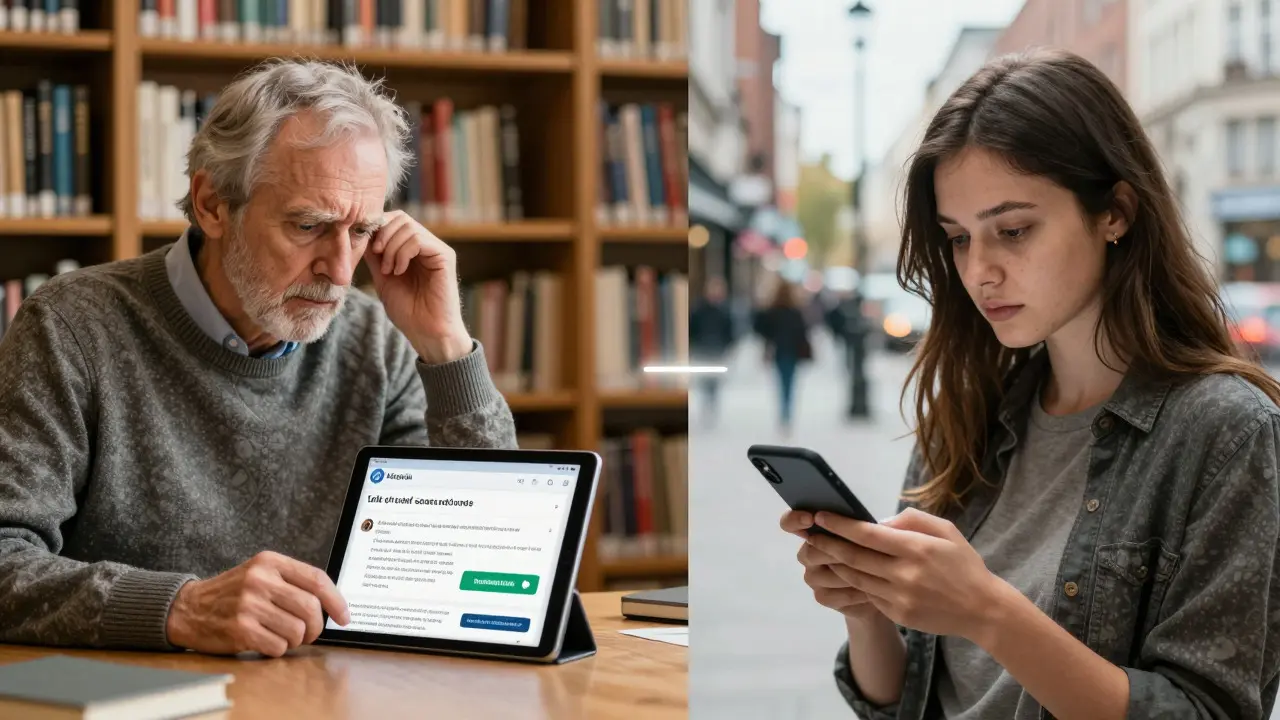 Split screen showing an editor discussing changes and a user viewing updates