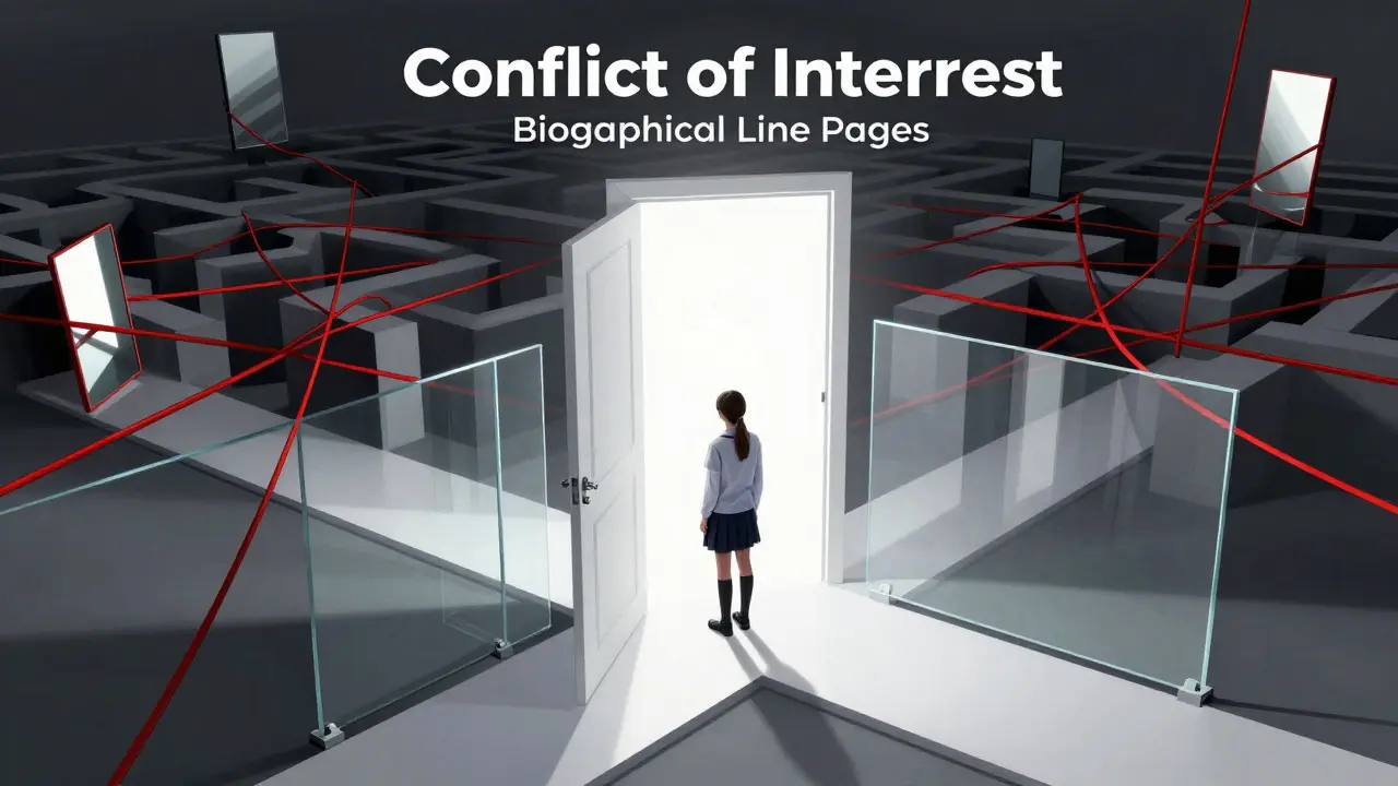 Surreal illustration of a person facing a choice between transparency and bias