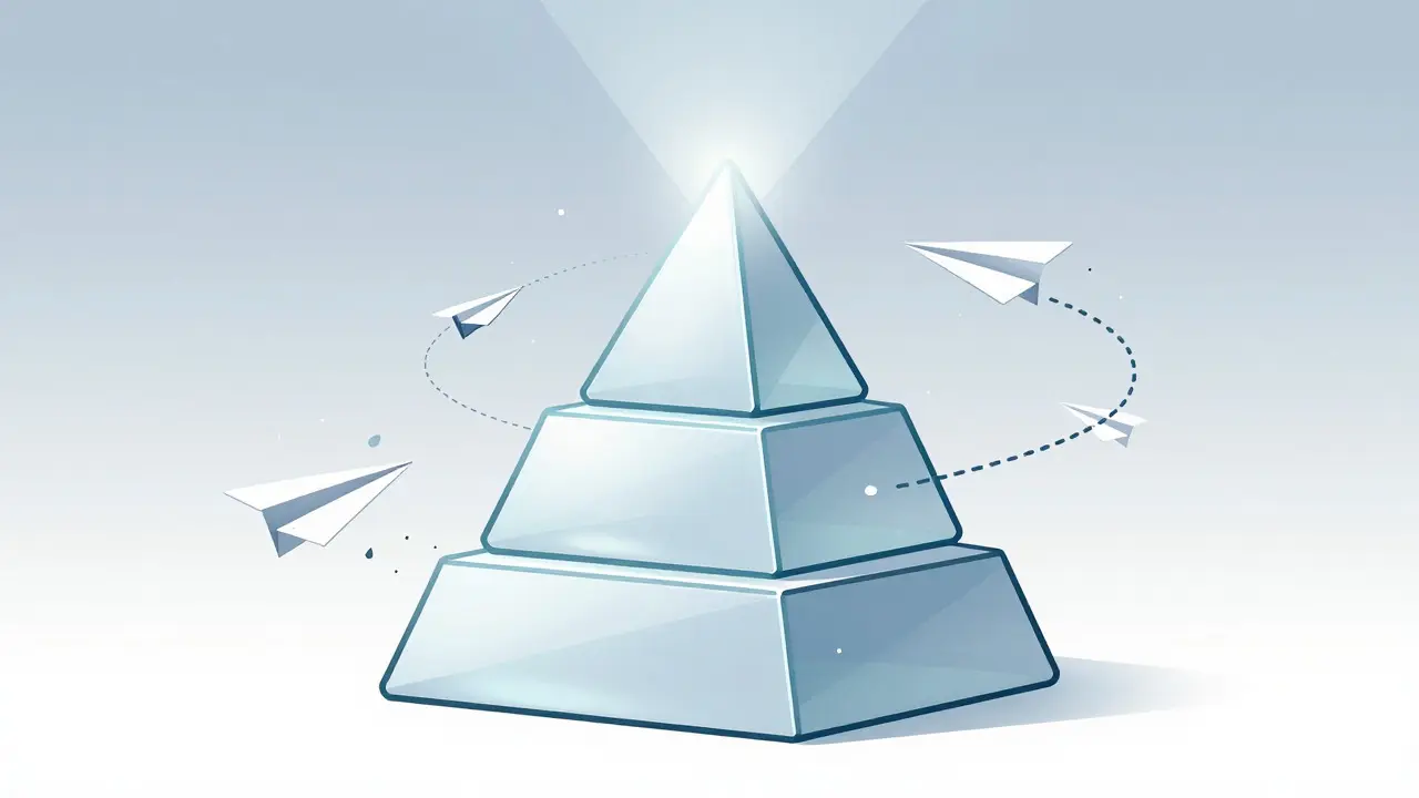 Vector illustration of a glass pyramid representing source reliability hierarchy