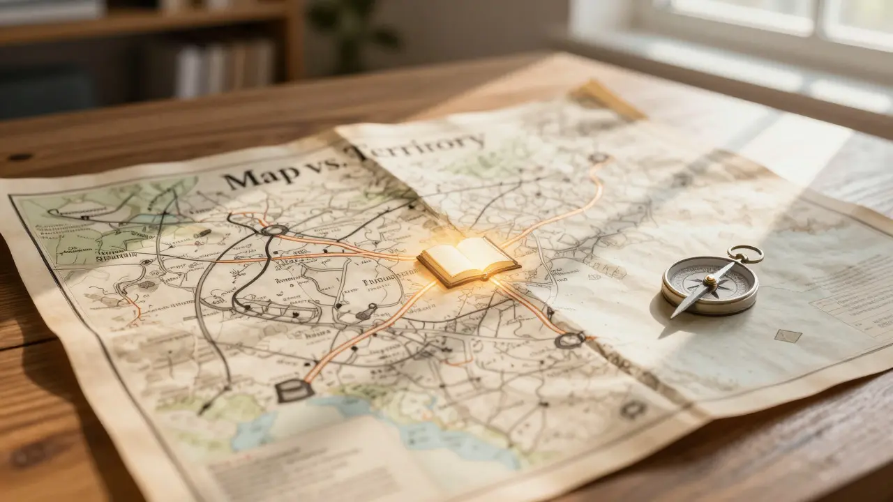 Vintage map and compass on a desk symbolizing research navigation