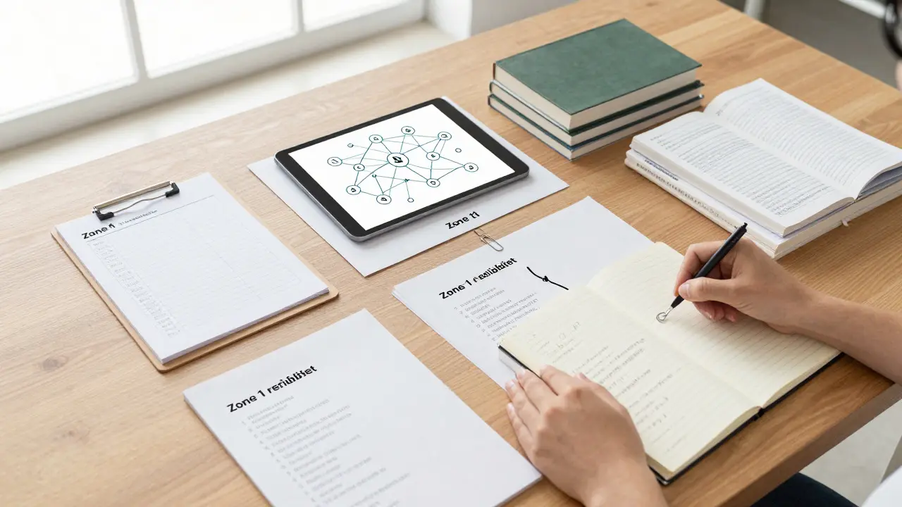 Workspace with four zones for verifying source reliability and fact-checking