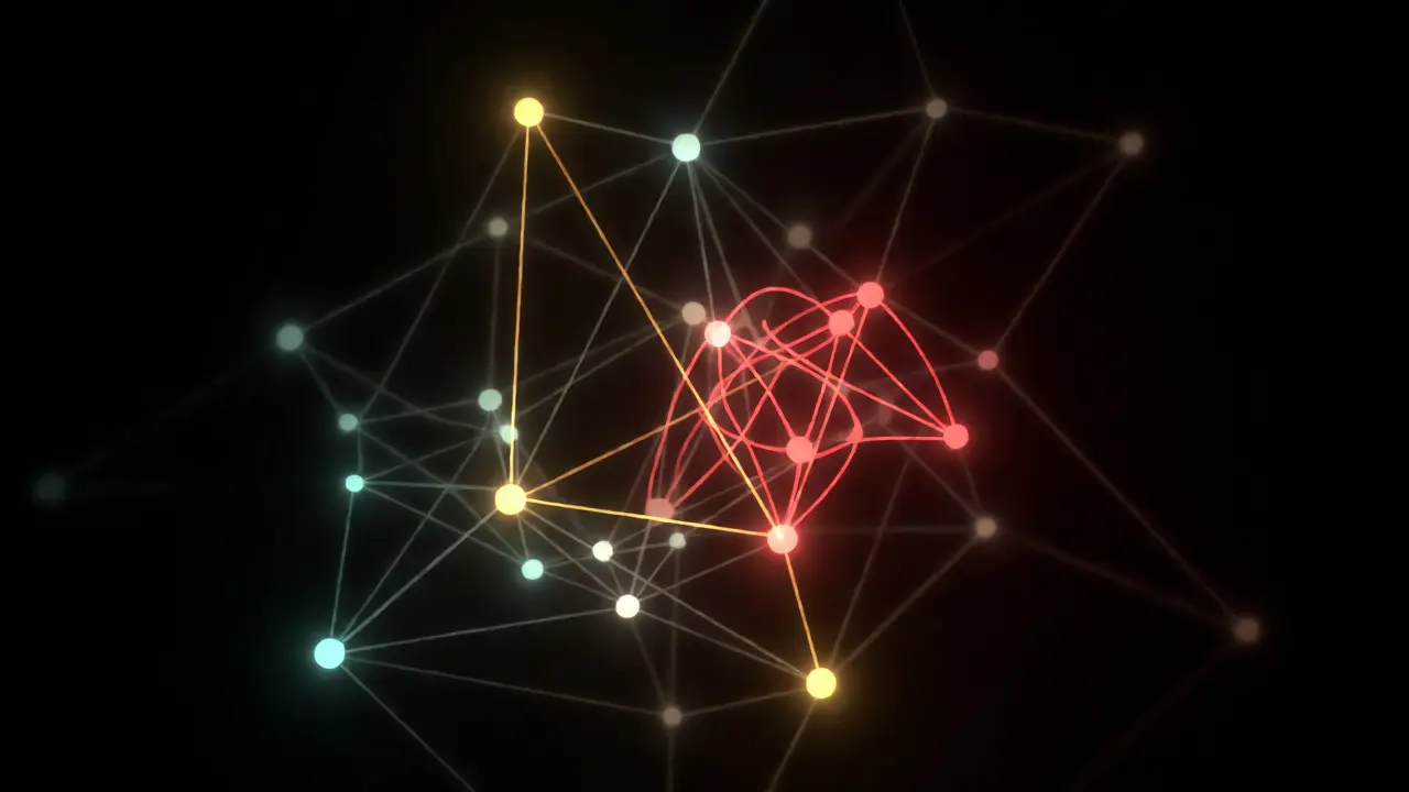 Abstract glowing network of citation nodes and links