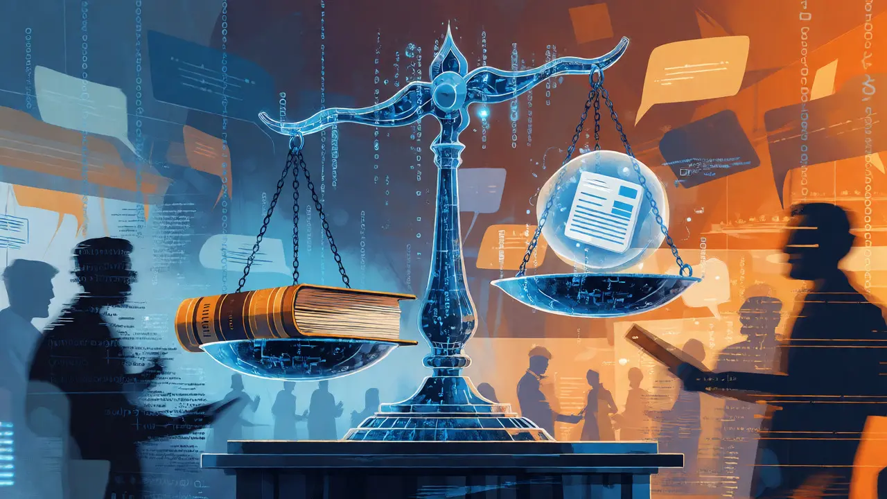 Abstract scales balancing an academic journal against a fragile blog bubble.
