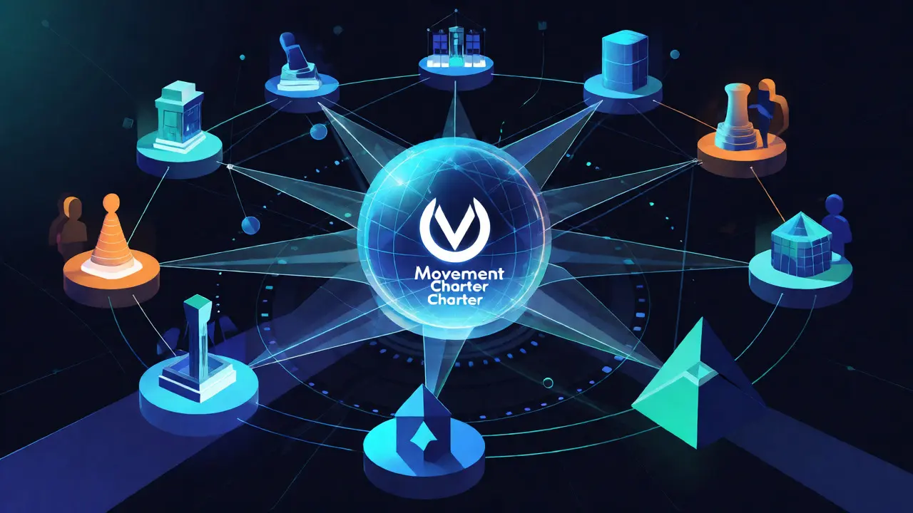 Abstract visualization of Wikimedia governance connections and structure