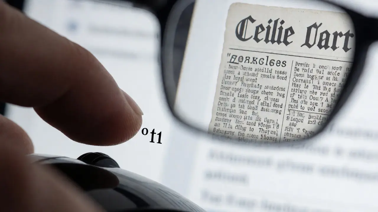 Close-up of a journalist verifying facts by clicking citations on a digital screen.