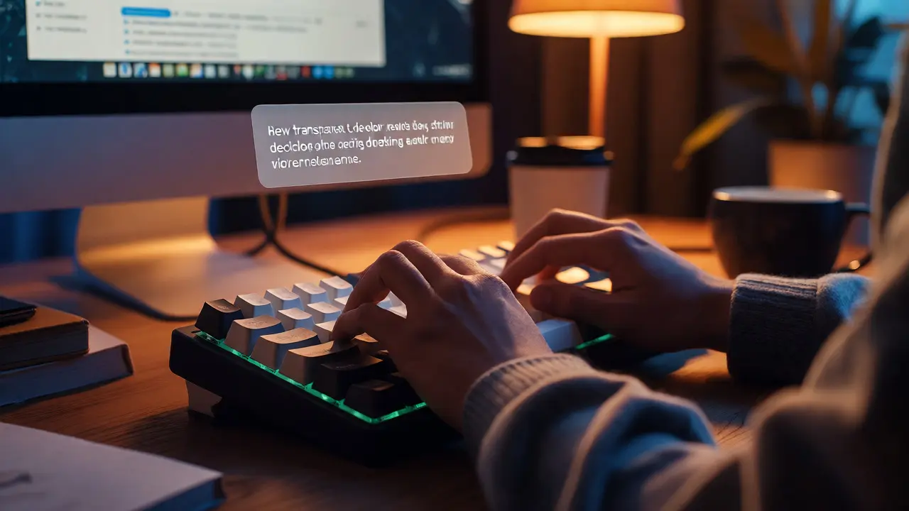 Close-up of hands typing at a desk, representing individual editor empowerment and participation.