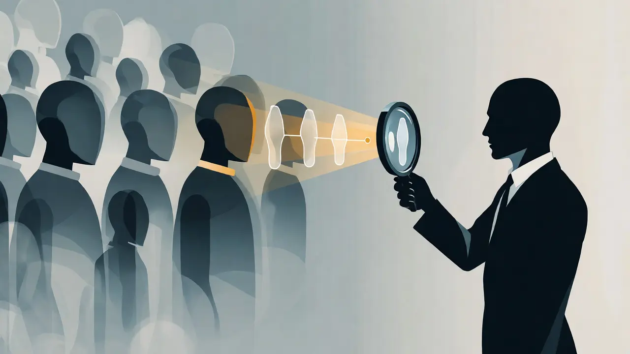 Conceptual art linking anonymous user avatars to a single verified source via magnification.