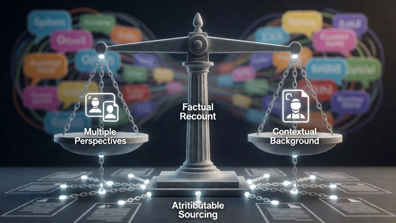 Conceptual diagram showing the balanced structure of neutral journalism.