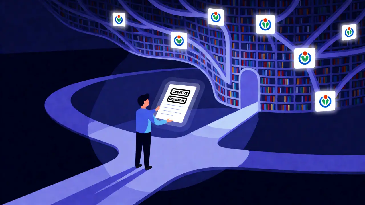 Digital art showing contributors granting perpetual licenses to the foundation