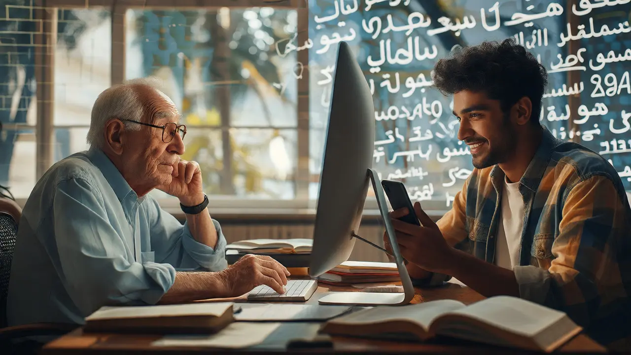 Elderly traditional editor facing off against a young digital-native contributor.