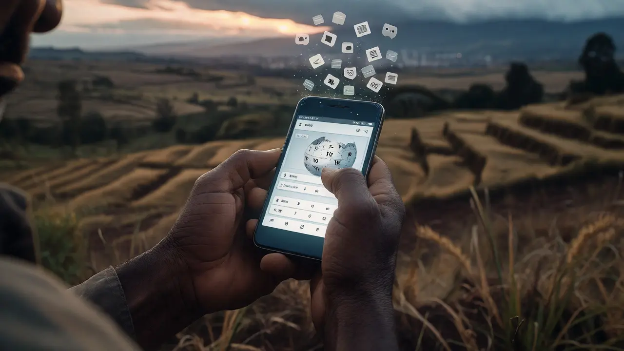 Hands holding a smartphone with editing tools in a rural landscape