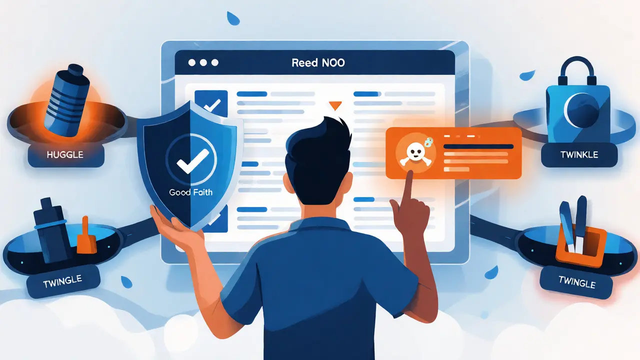 Illustration of a moderator using tools to filter edits