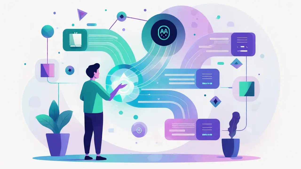 Illustration of AI sorting user queries for volunteers