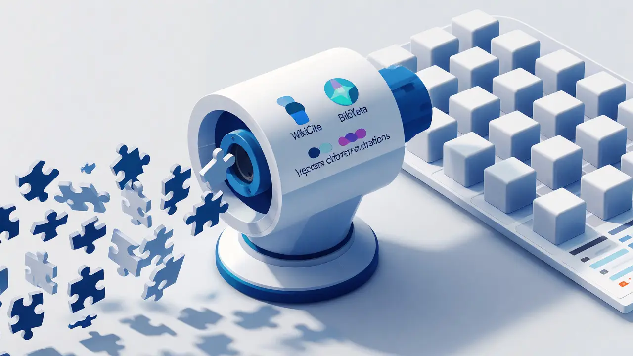 Isometric illustration of unstructured data transforming into organized citations