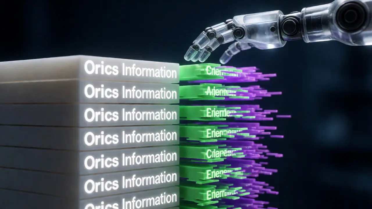 Robotic arm restoring order to chaotic digital text fragments