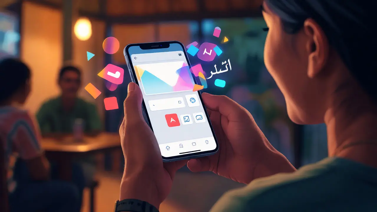 User easily edits Wikipedia on a smartphone using a simplified, multilingual visual interface.