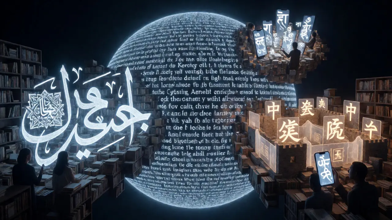 Wikipedia in Arabic, Chinese, and Hindi: Coverage and Growth Trends
